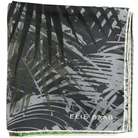 Elie Saab Silk Scarf Gray Green Forest - Large 36 Inch Square Foulard FINAL SALE