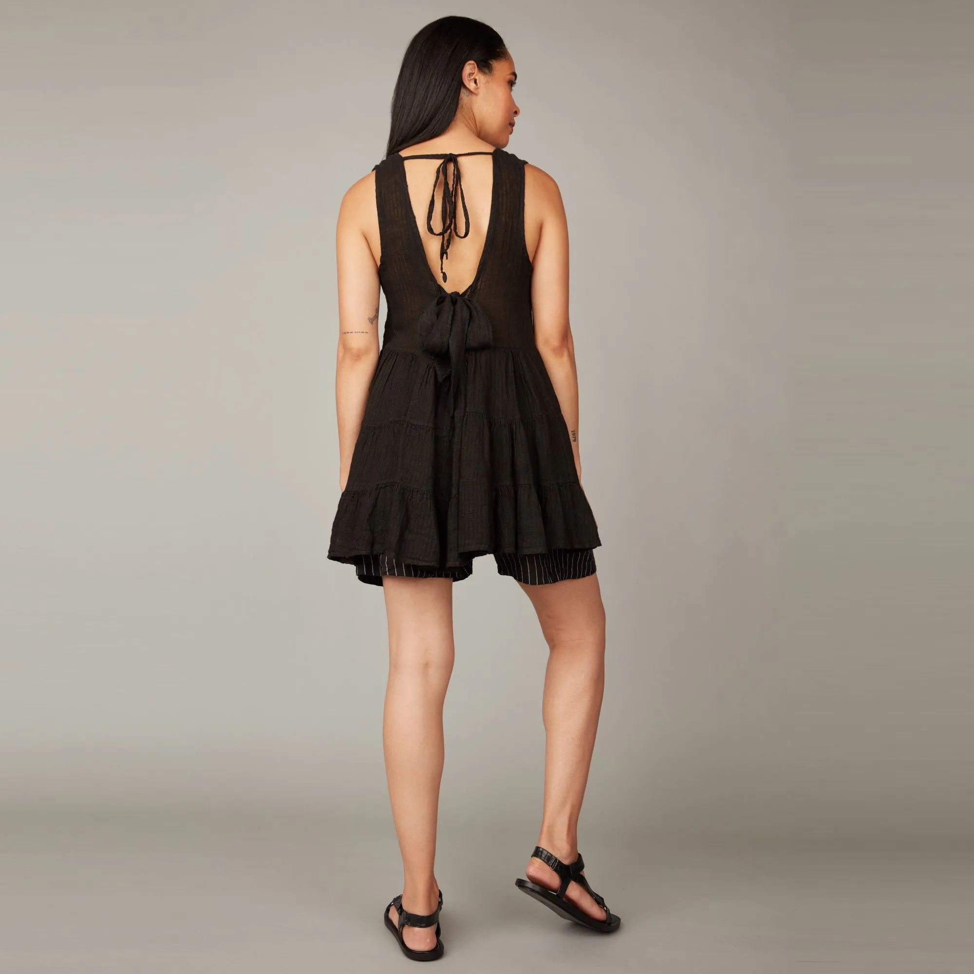 Essential Linen Beach Dress (Black)