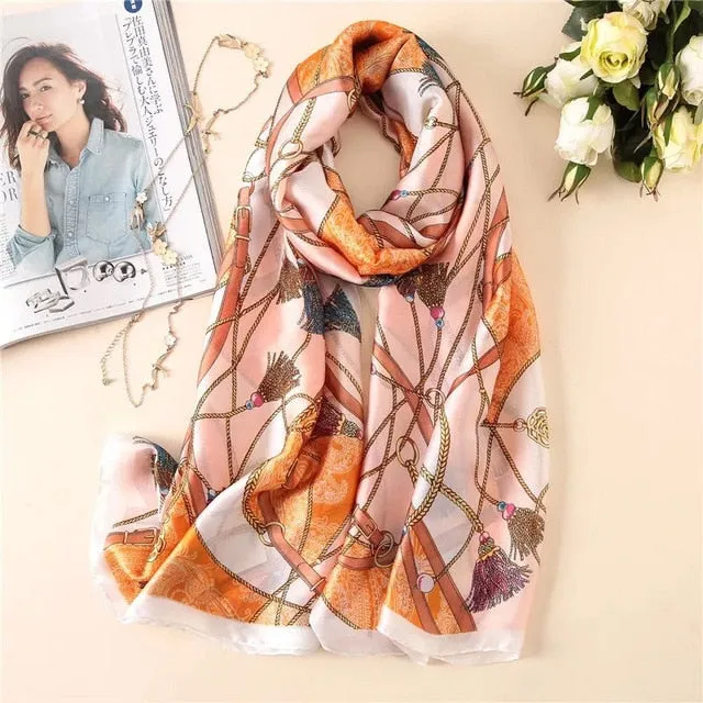 Fashion Silk Scarf Printed Bandana Shawl #LZ141