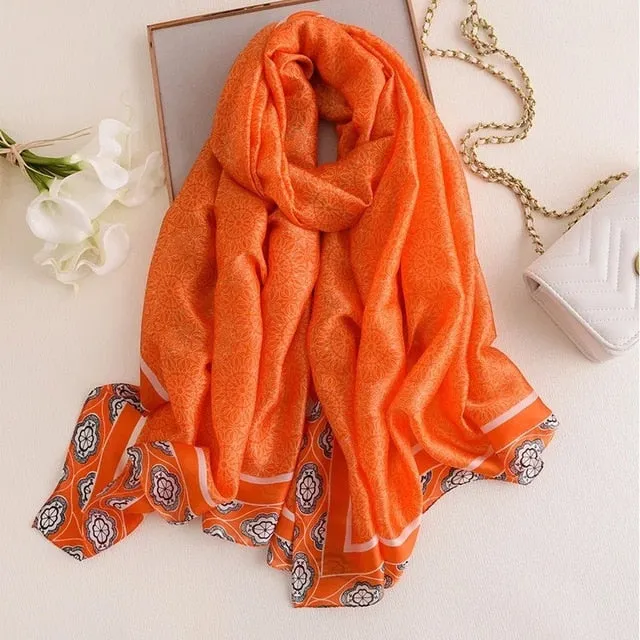 Fashion Silk Scarf Printed Bandana Shawl #LZ141