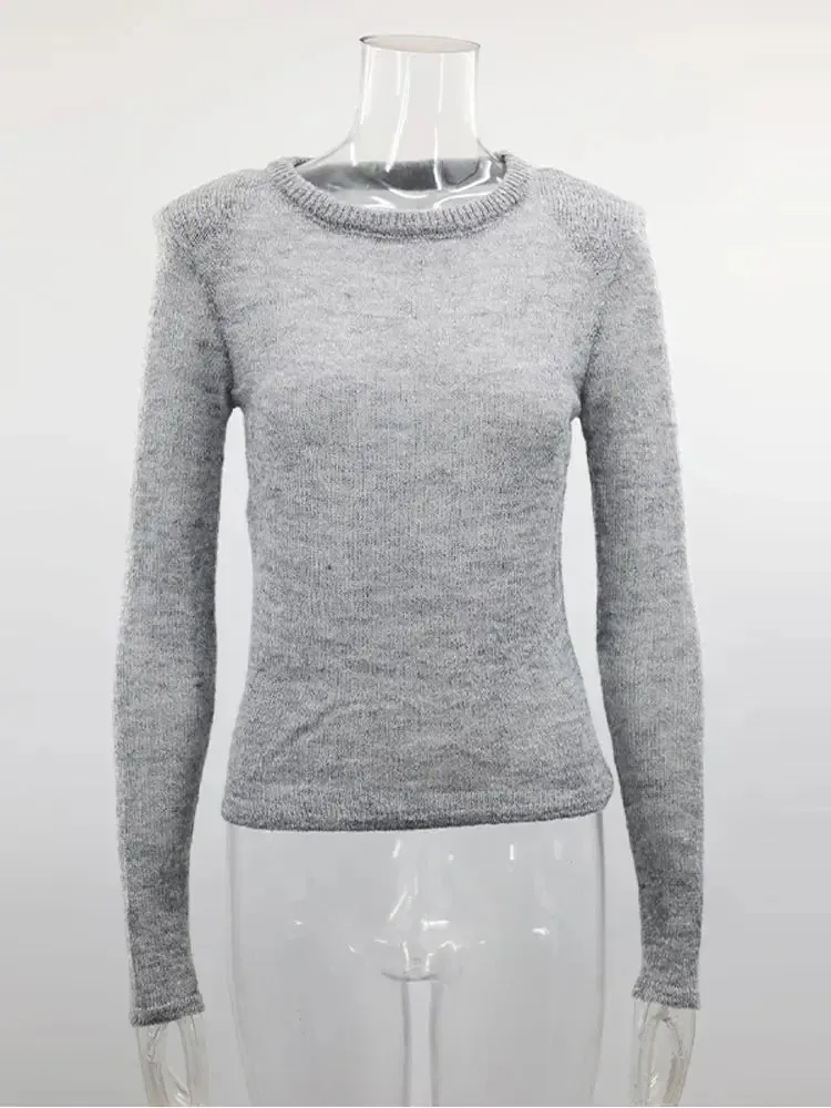 Fluffy See-through Knitwear Heather Grey Sweater