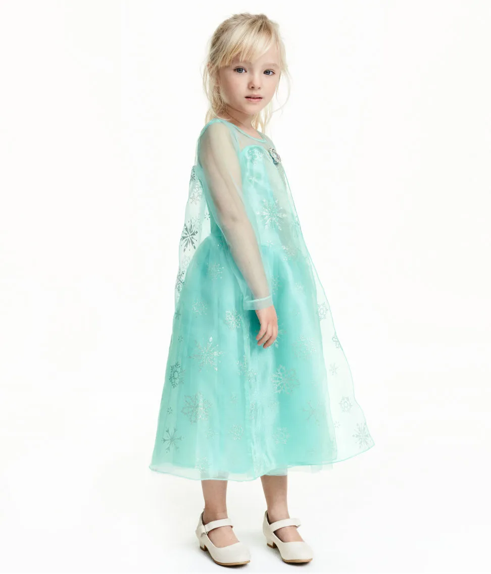 Frozen Elsa Princess Dress costume with Cape