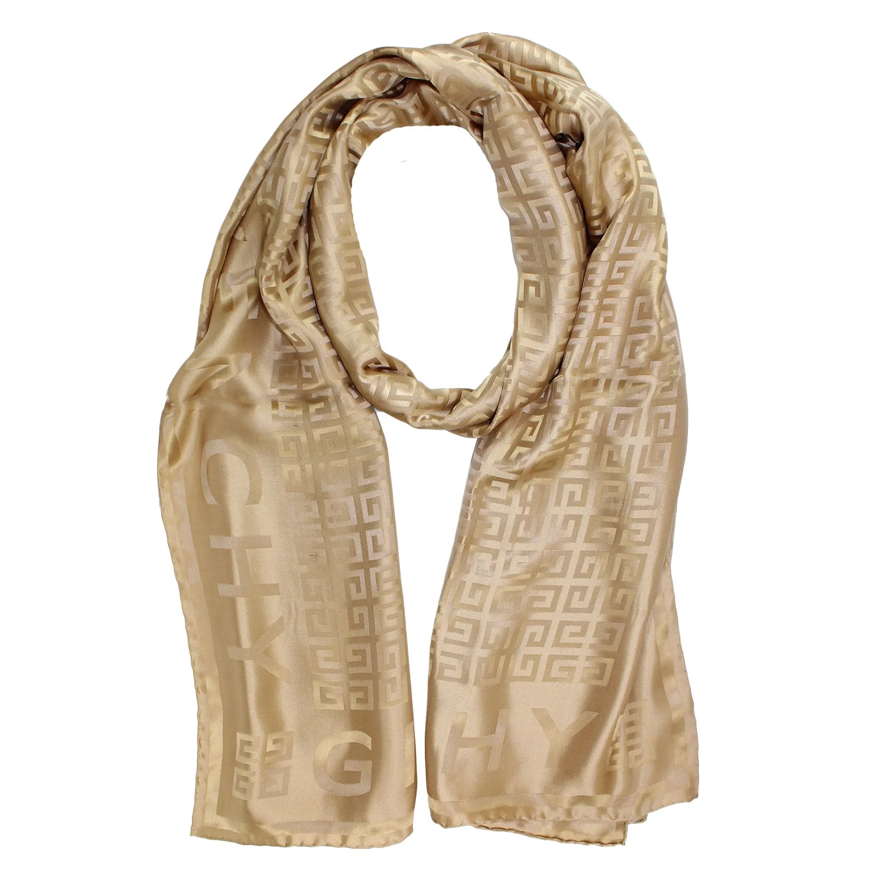 Givenchy Scarf Copper 4G Logo Allover - Twill Silk Shawl SALE