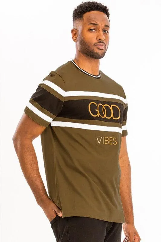 Good Vibes 3D Design Print Gold Foil Multiple Colors