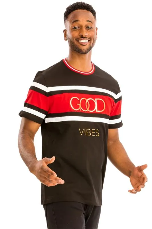 Good Vibes 3D Design Print Gold Foil Multiple Colors