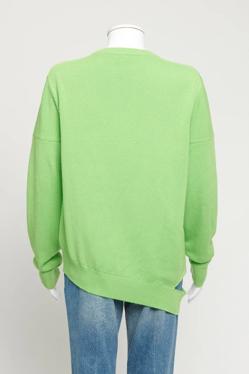 Green Cashmere Preowned Jumper With Side Cutout