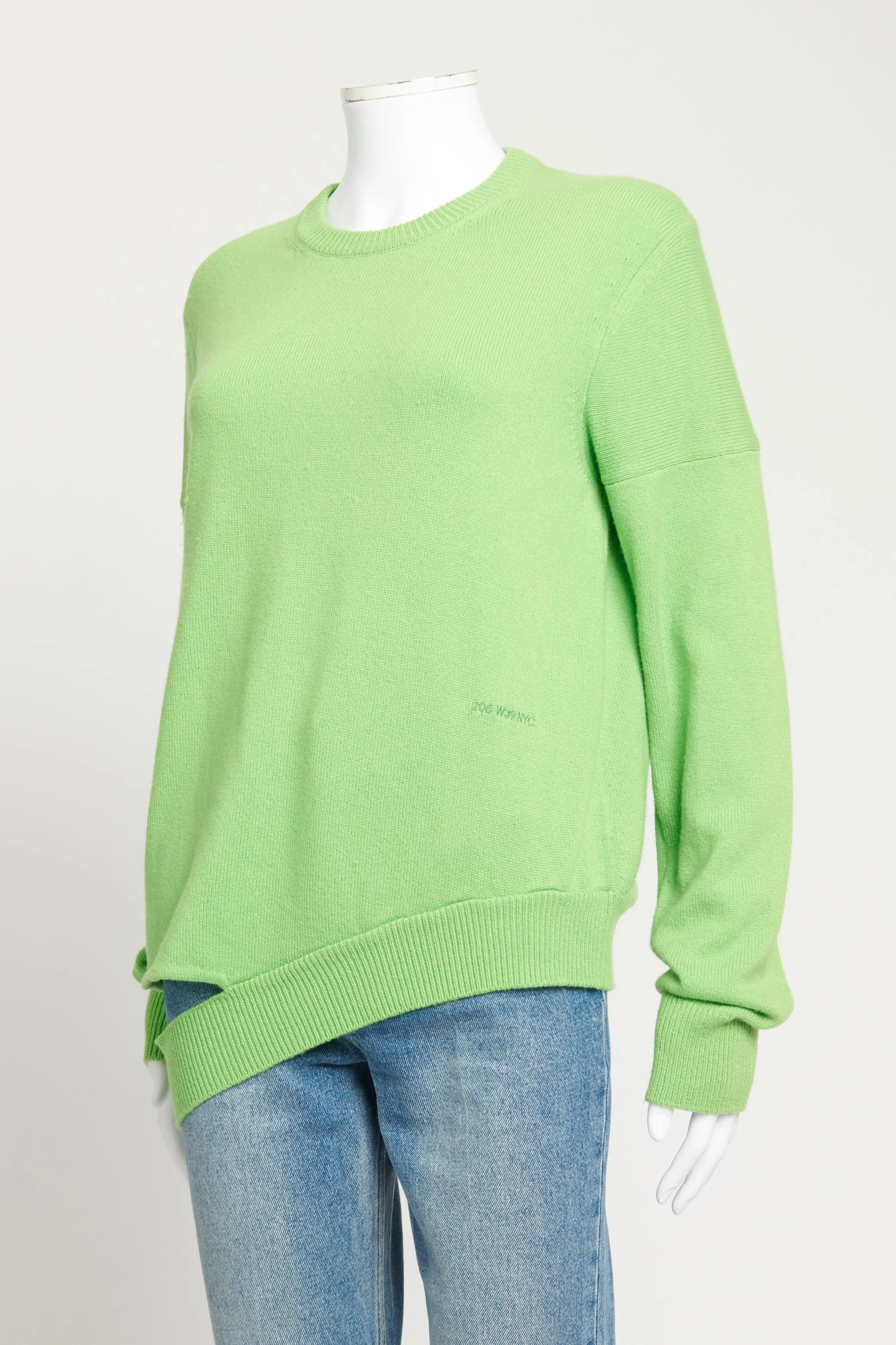 Green Cashmere Preowned Jumper With Side Cutout