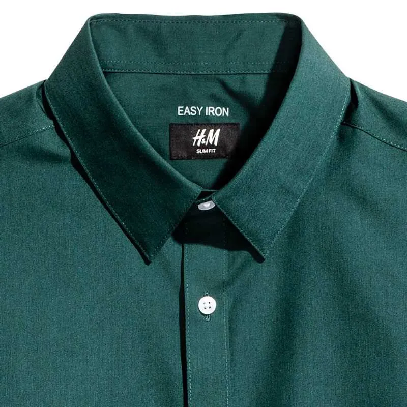 H&M Easy Iron Green Casual Shirt