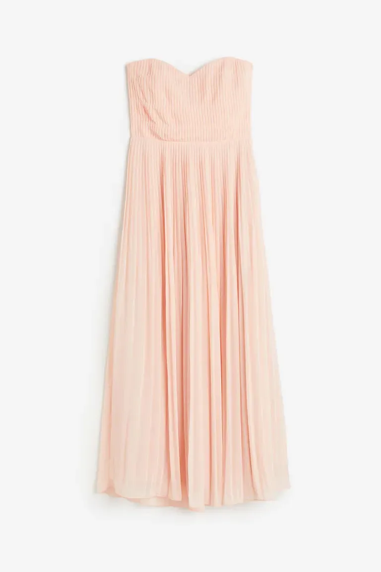 H&M long bandeau dress, powder pink