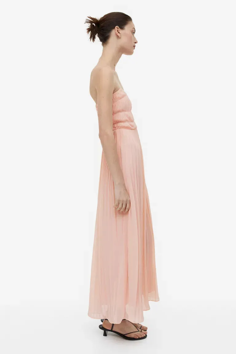 H&M long bandeau dress, powder pink