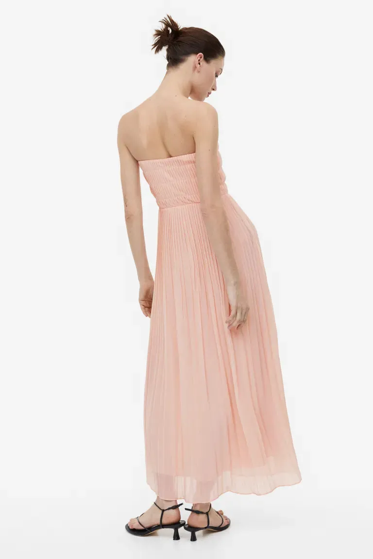 H&M long bandeau dress, powder pink