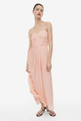 H&M long bandeau dress, powder pink