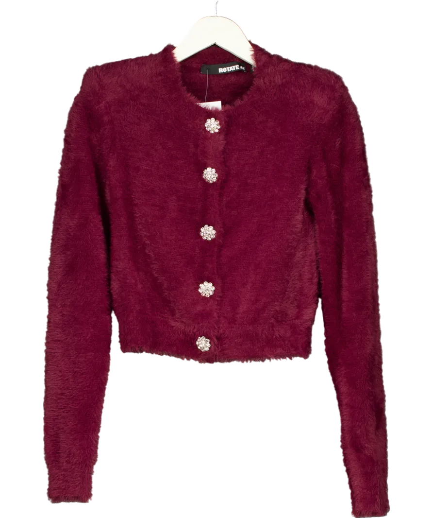 H&M Red Bijoux Button Fluffy Knit Cardigan UK XS