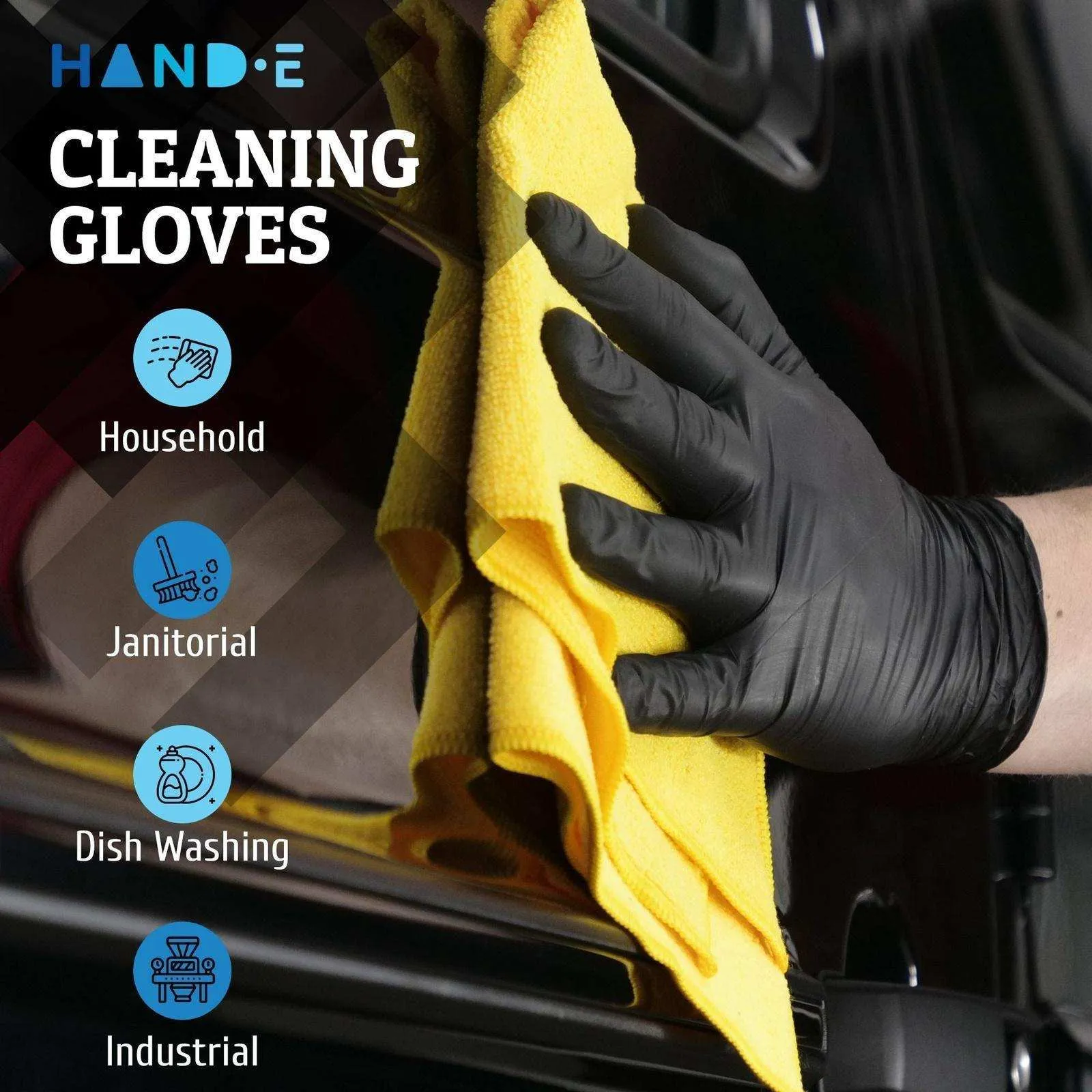 Hand-E Nitrile Gloves - Black