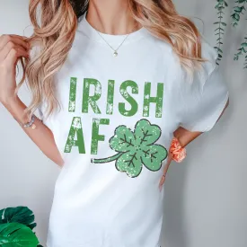 Irish AF Distressed Design Unisex Comfort Colors® T-shirt Women's Green or White St. Patrick's Day T-Shirt, Funny Irish T-Shirt