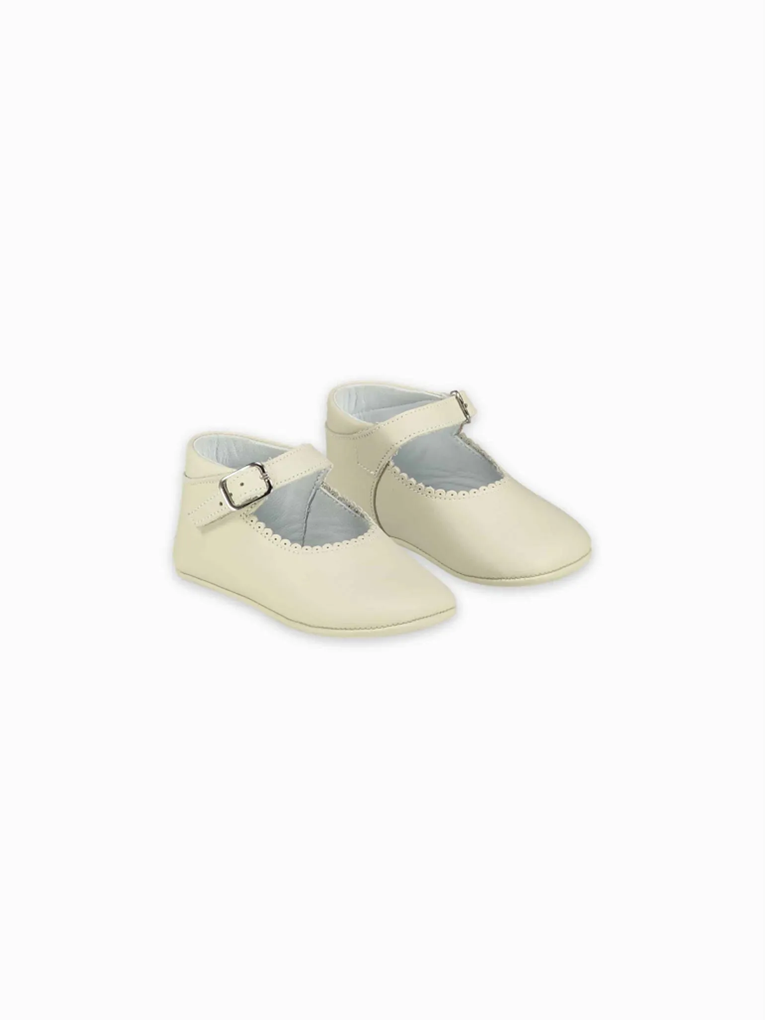 Ivory Leather Baby Mary Jane Shoes