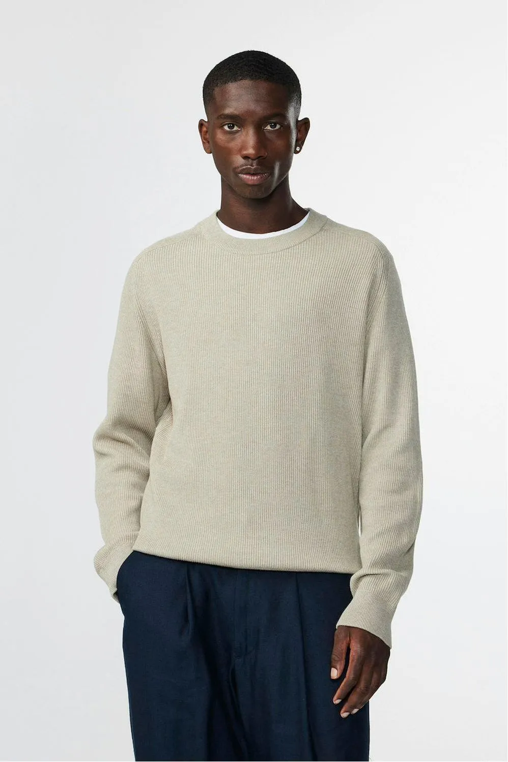 Kevin Rib Knitted Sweater - Khaki Beige