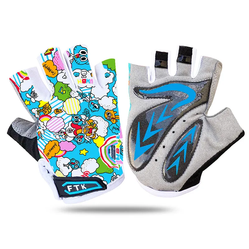 Kids Cycling Gloves 1 Pair Half Finger Gel Padding