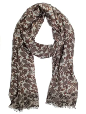 Kiton Cashmere Scarf Brown Gray Floral Design Luxury Men Shawl SALE