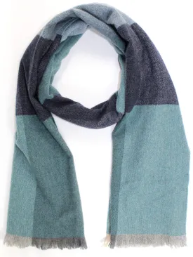 Kiton Cashmere Scarf Sea Grass Blue Check Design SALE