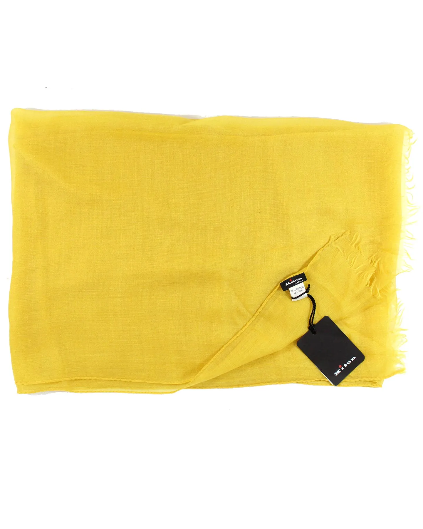 Kiton Cashmere Silk Scarf Solid Yellow - Luxury Shawl SALE