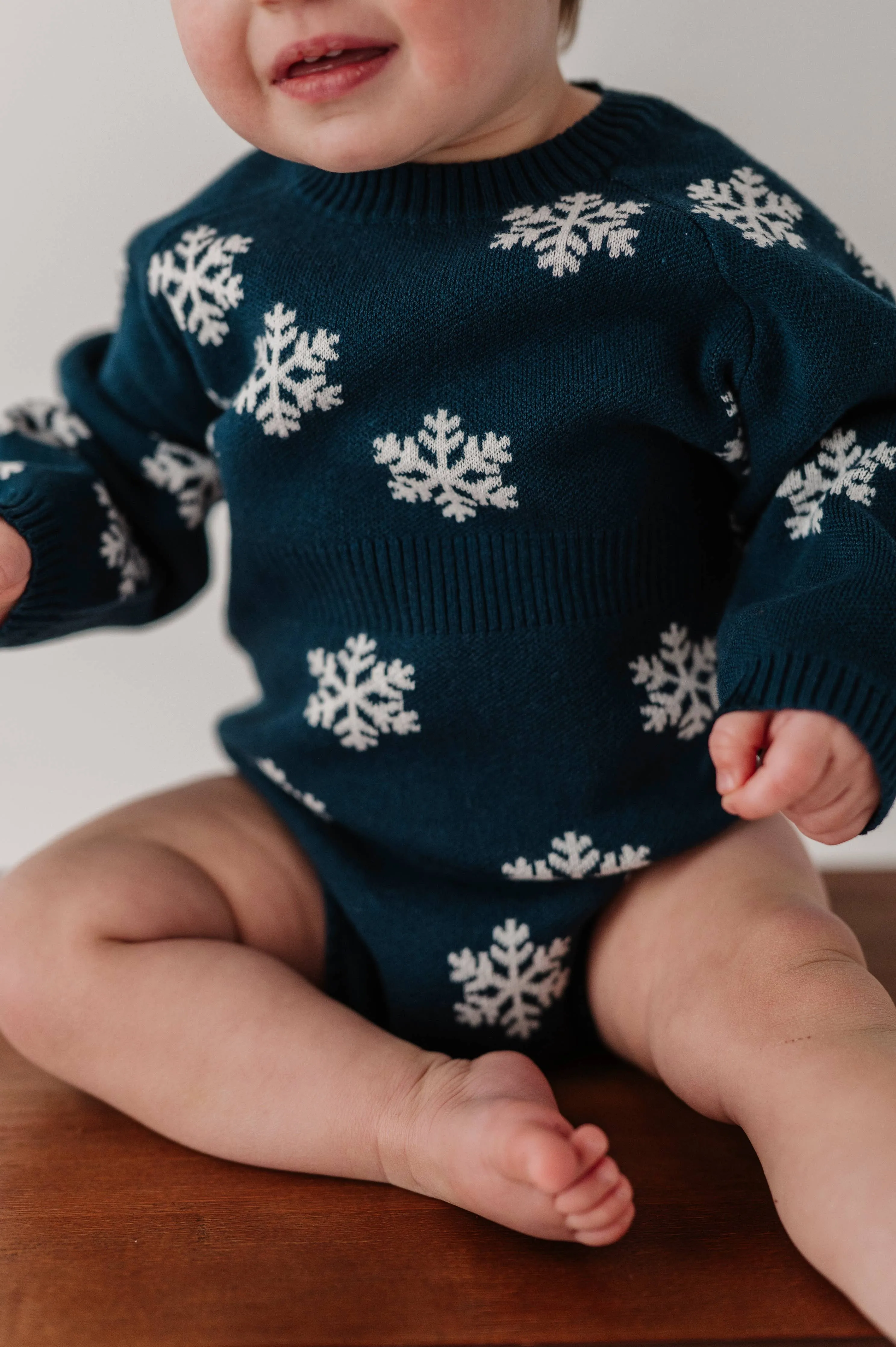 Knit Sweater Romper: Snowflake