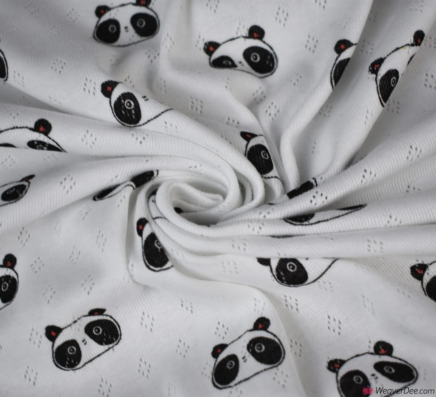 Knitted Cotton Jersey Fabric - Panda White