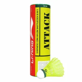 Li-Ning Attack Nylon Shuttlecock Slow Speed, Yellow