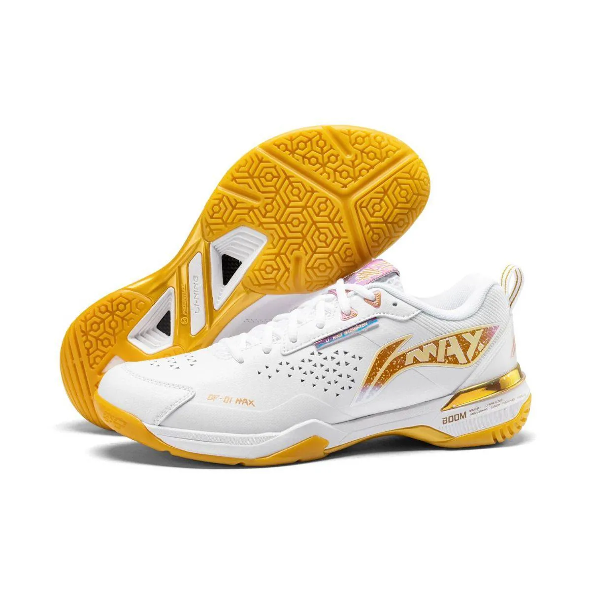 LI-NING Blade Max Badminton Shoes White/Gold UNISEX AYAU003-1