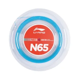 LI-NING N65 Badminton String 0.65mm (High Repulsion) 200m Reel Blue