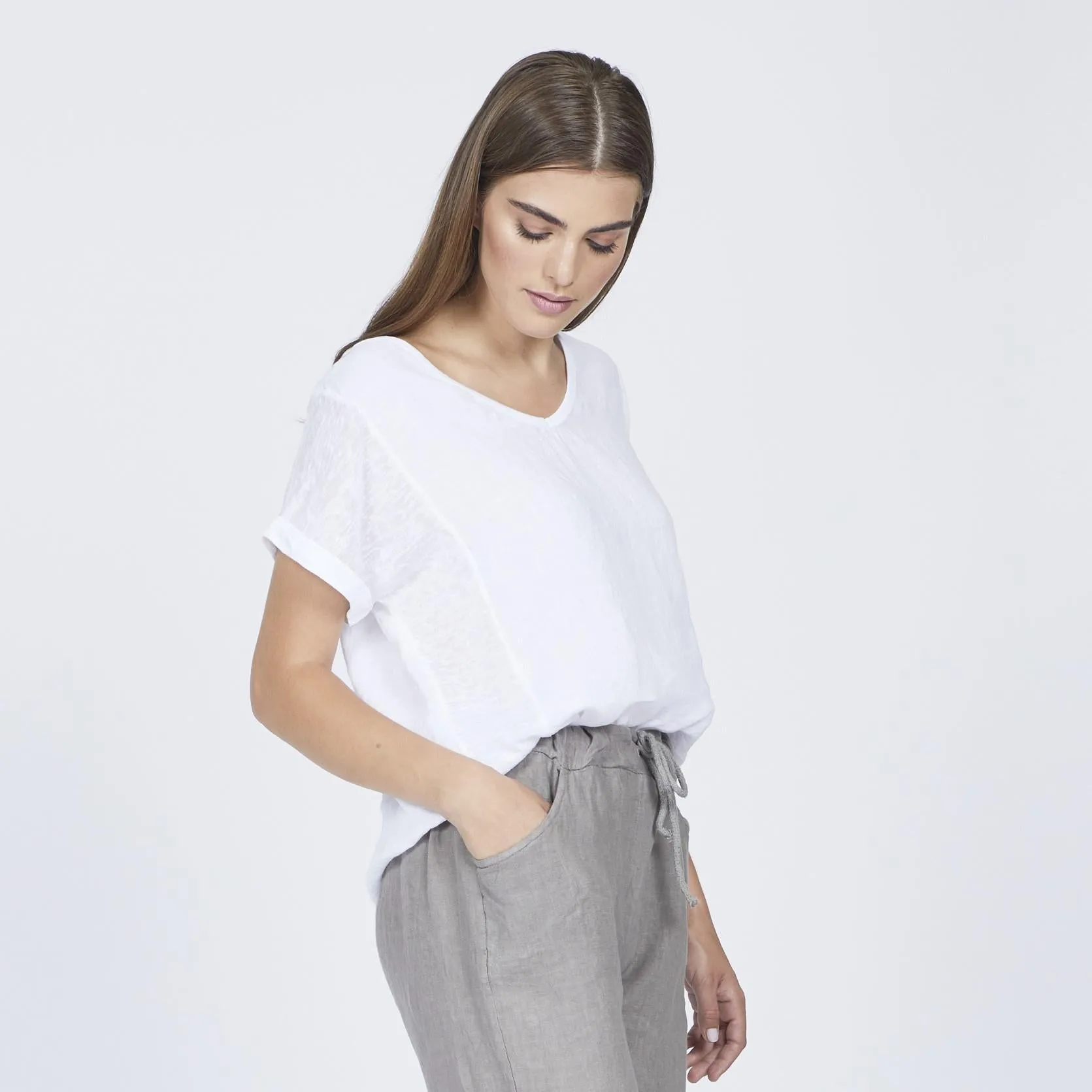 Linen Woven Top (White)