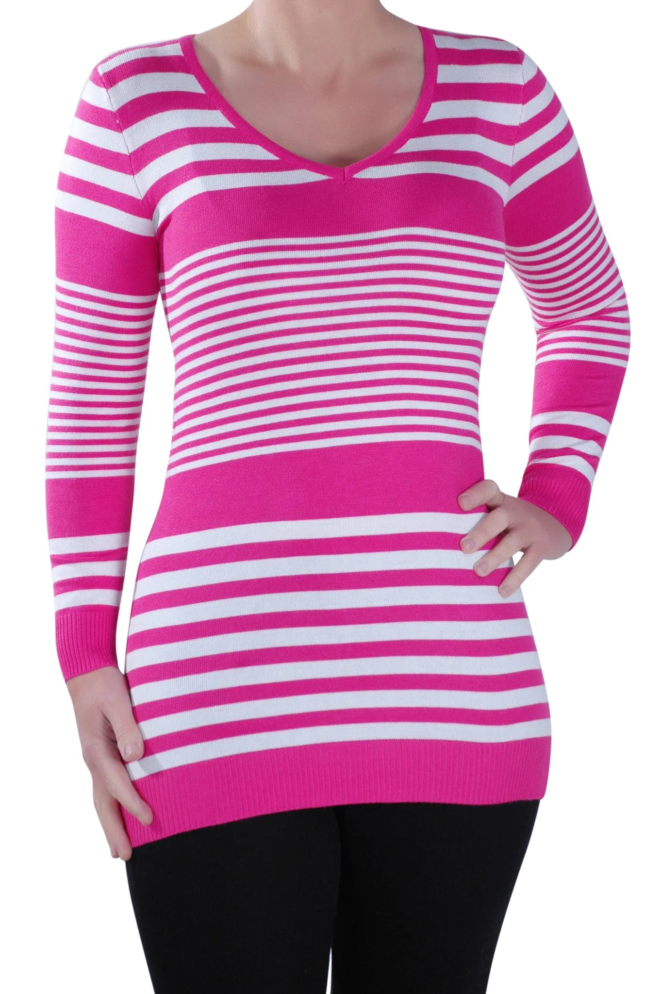 Long Sleeve Knitted Multi Stripe Jumper