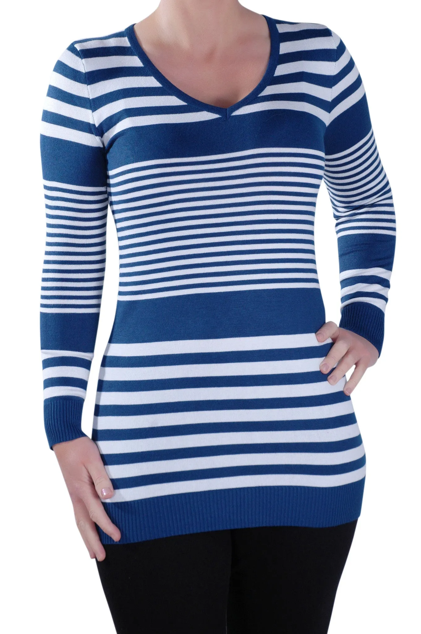 Long Sleeve Knitted Multi Stripe Jumper