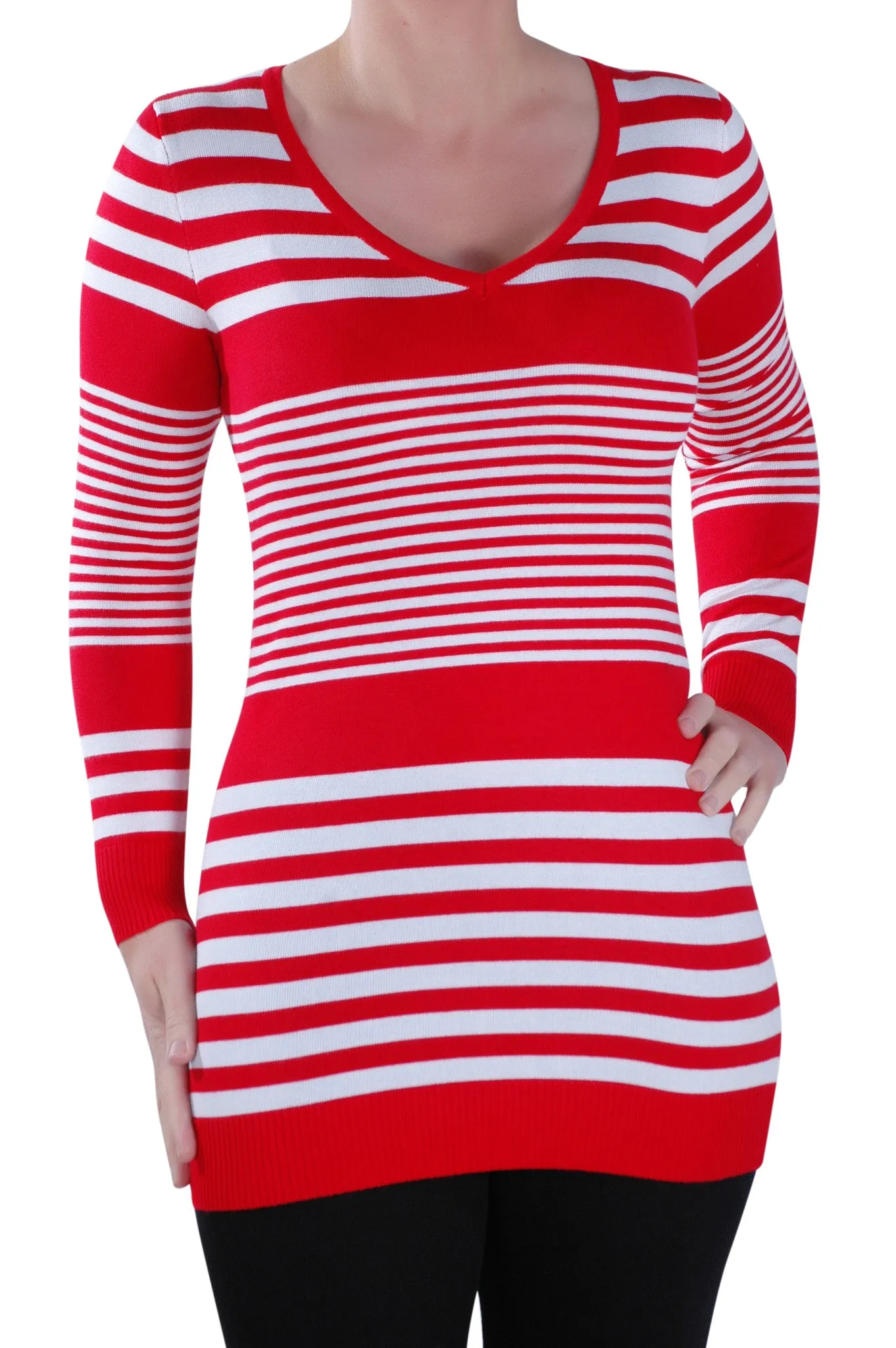 Long Sleeve Knitted Multi Stripe Jumper