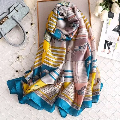 Luxury brand hijab summer women scarves soft long print silk scarves lady shawl