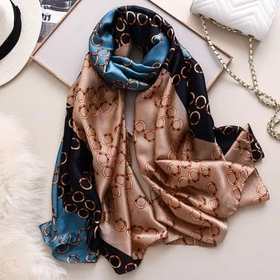 Luxury brand hijab summer women scarves soft long print silk scarves lady shawl