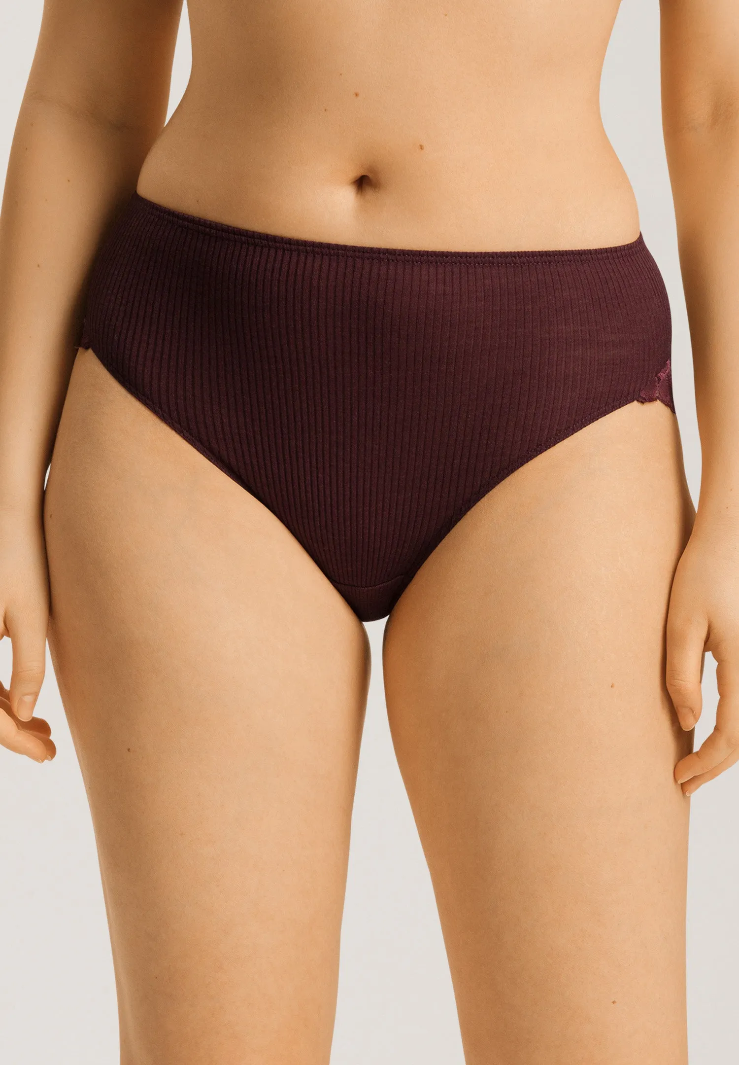 Maria Lace Back Wool and Silk Full Brief | Deep Maroon 70898-2483