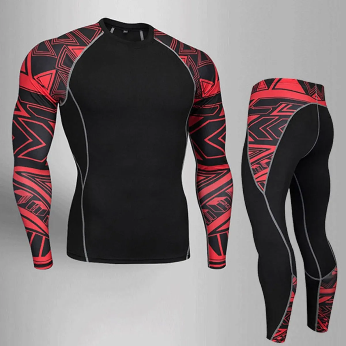 Men's Compression Thermal Underwear - Black/Red