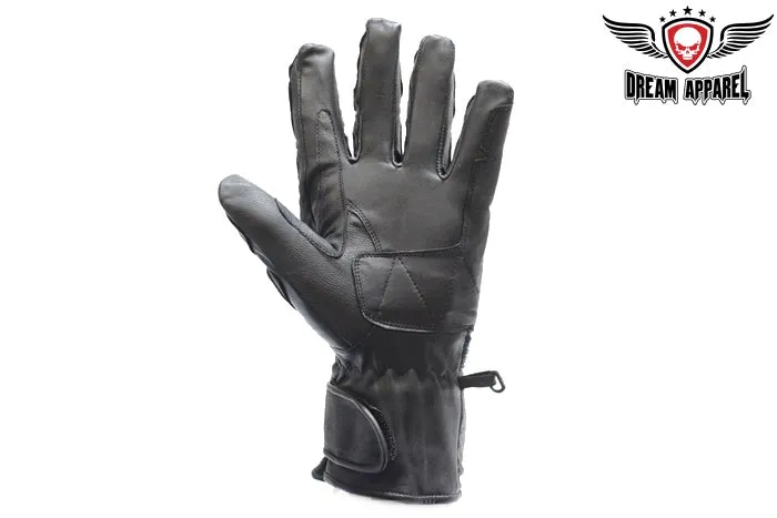 Men's Leather Racing Gloves With Velcro Strap