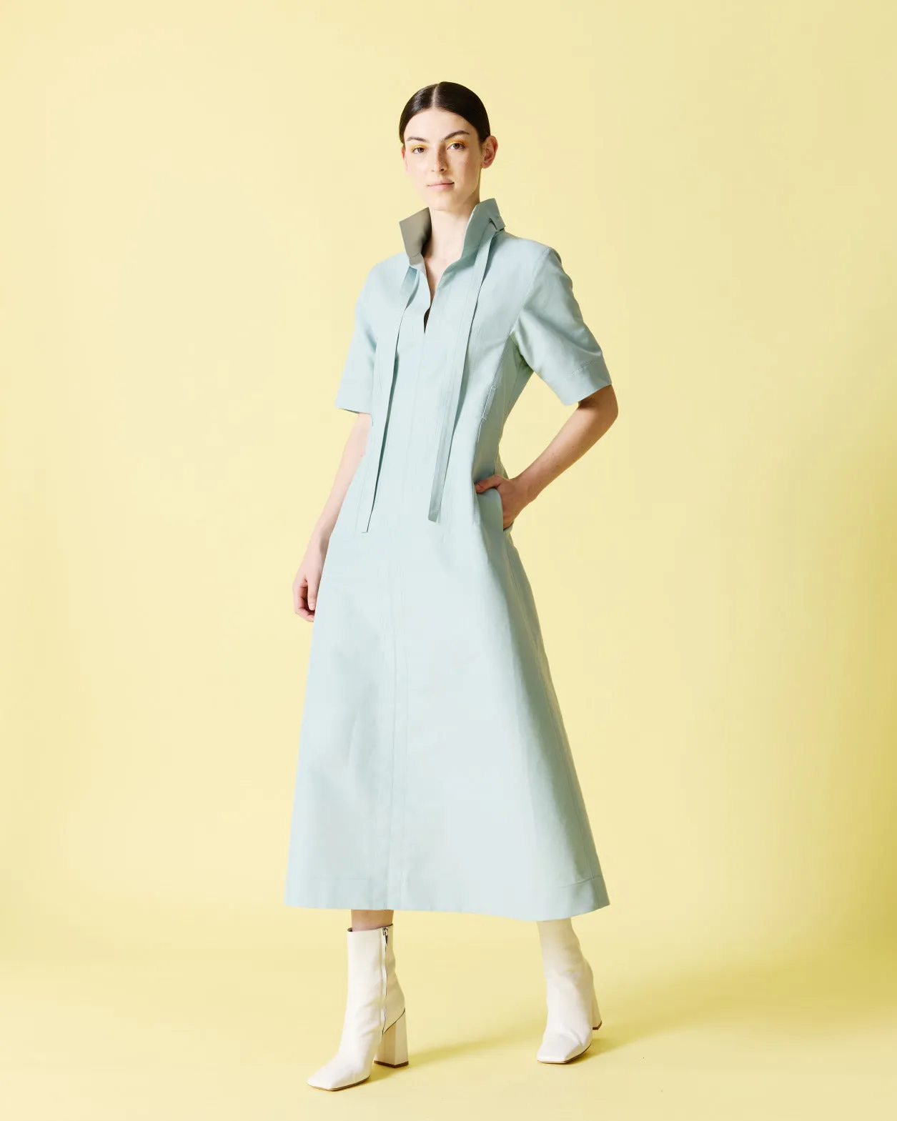 Midi Dress in Cotton Poplin