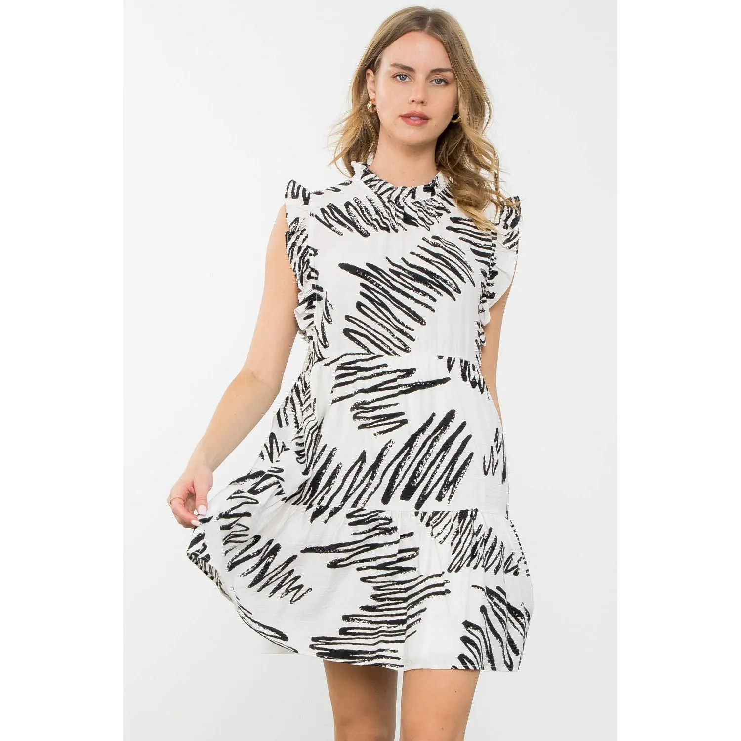 Mirta Flutter Sleeve Tiered THML Dress-SALE