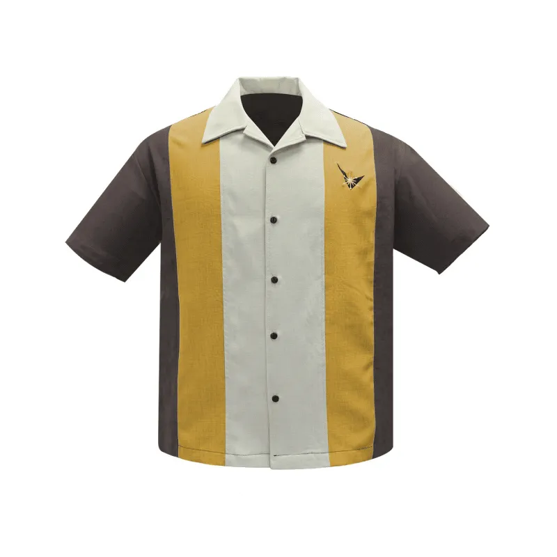 Mustard and Brown Bowling Shirt by Steady Clothing