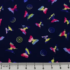 Navy Multi Butterflies Cotton Print