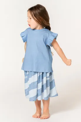 OMAMImini Blue Ruffle Girls Shirt