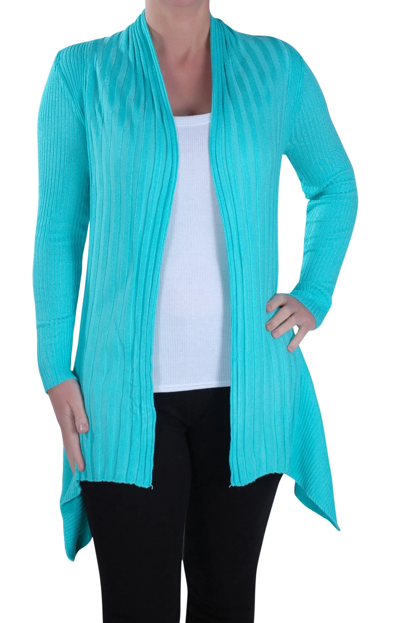 Open Front Knitted Draped Cardigan