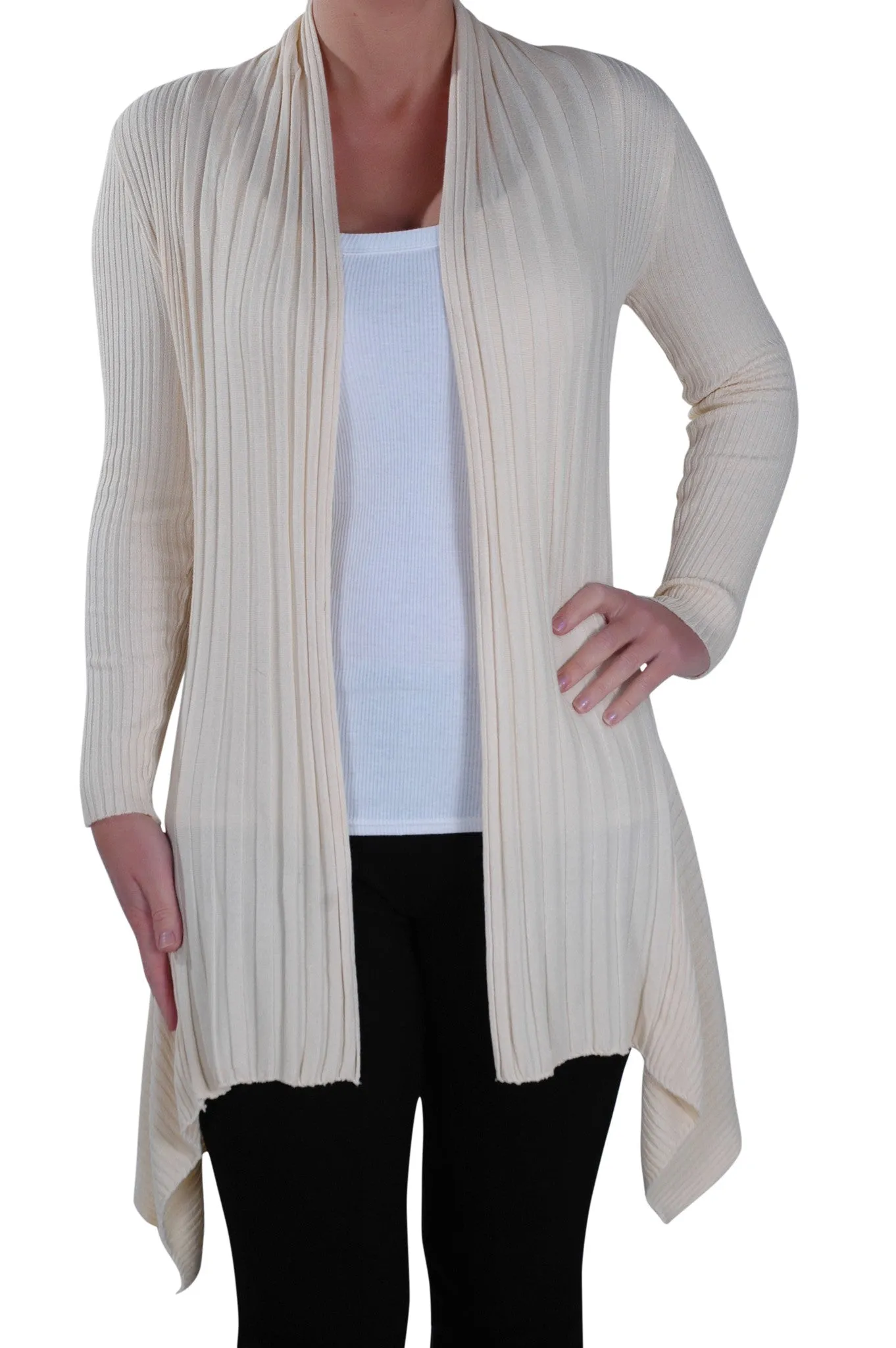 Open Front Knitted Draped Cardigan