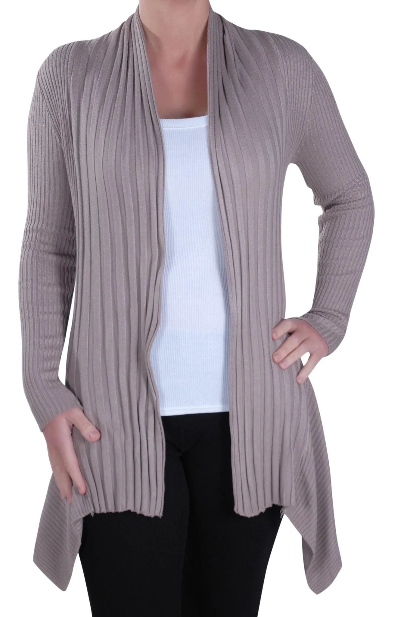 Open Front Knitted Draped Cardigan