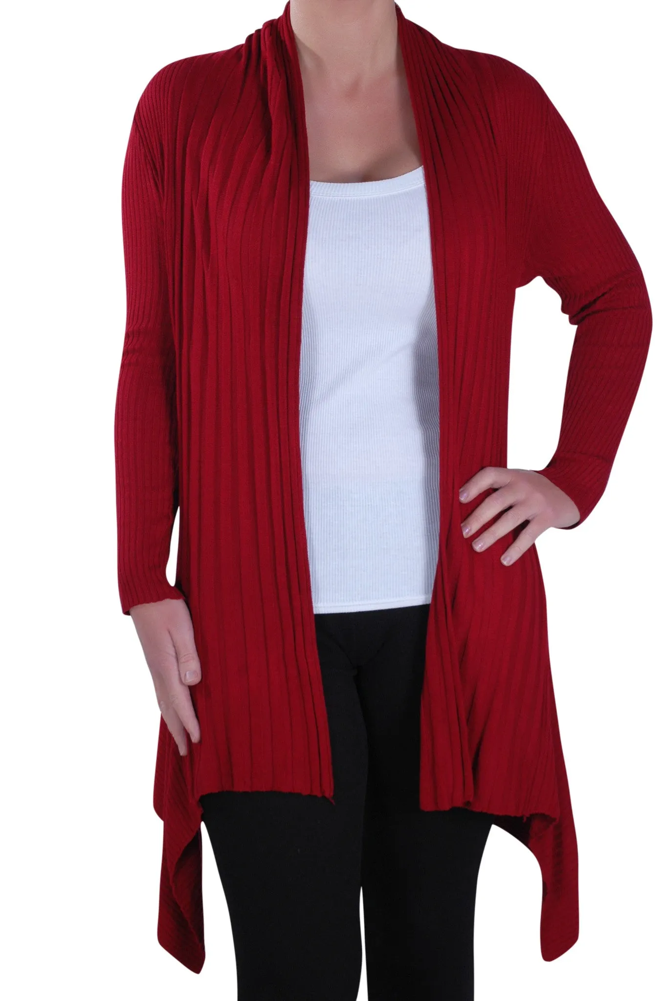 Open Front Knitted Draped Cardigan