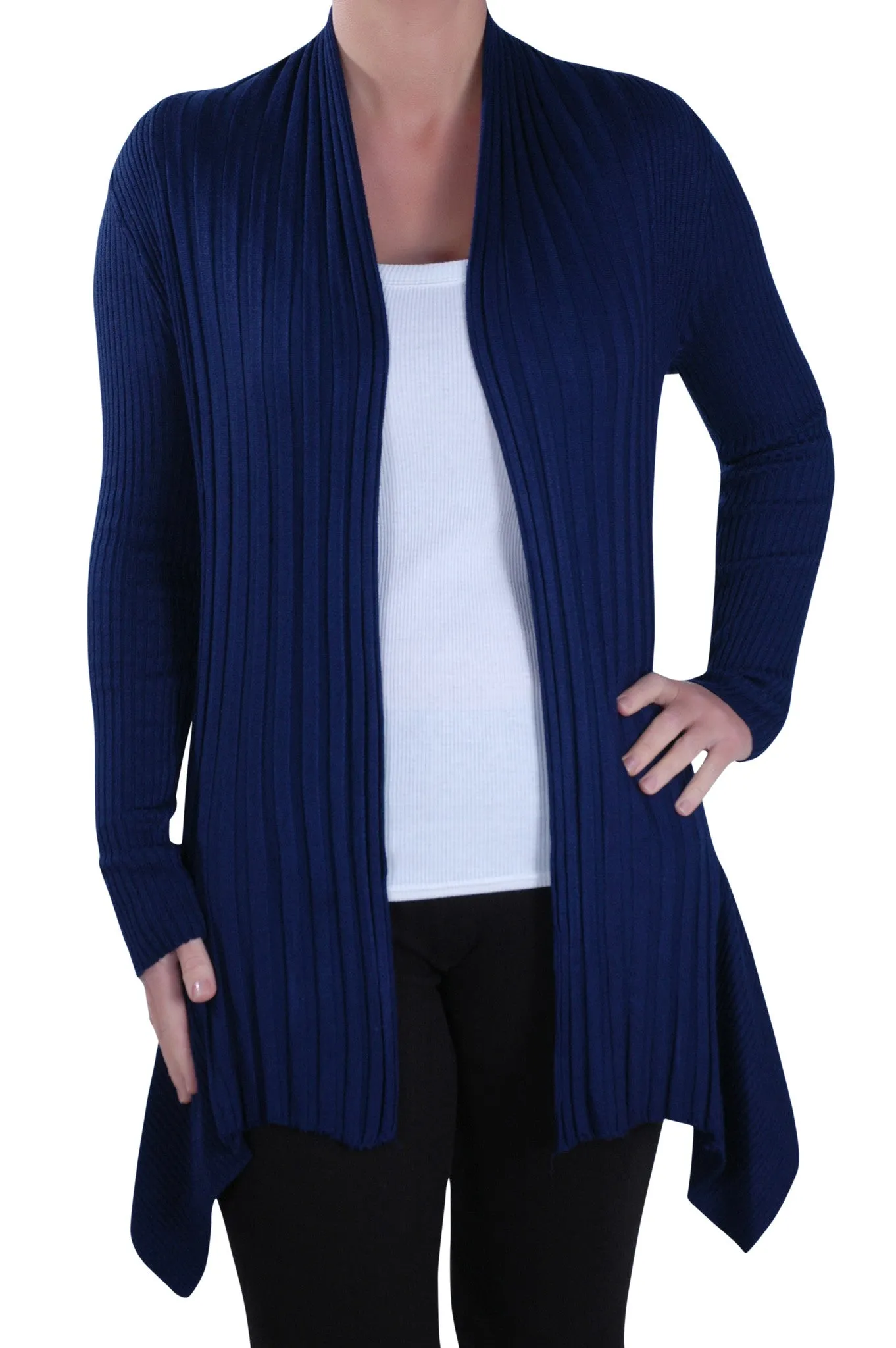 Open Front Knitted Draped Cardigan