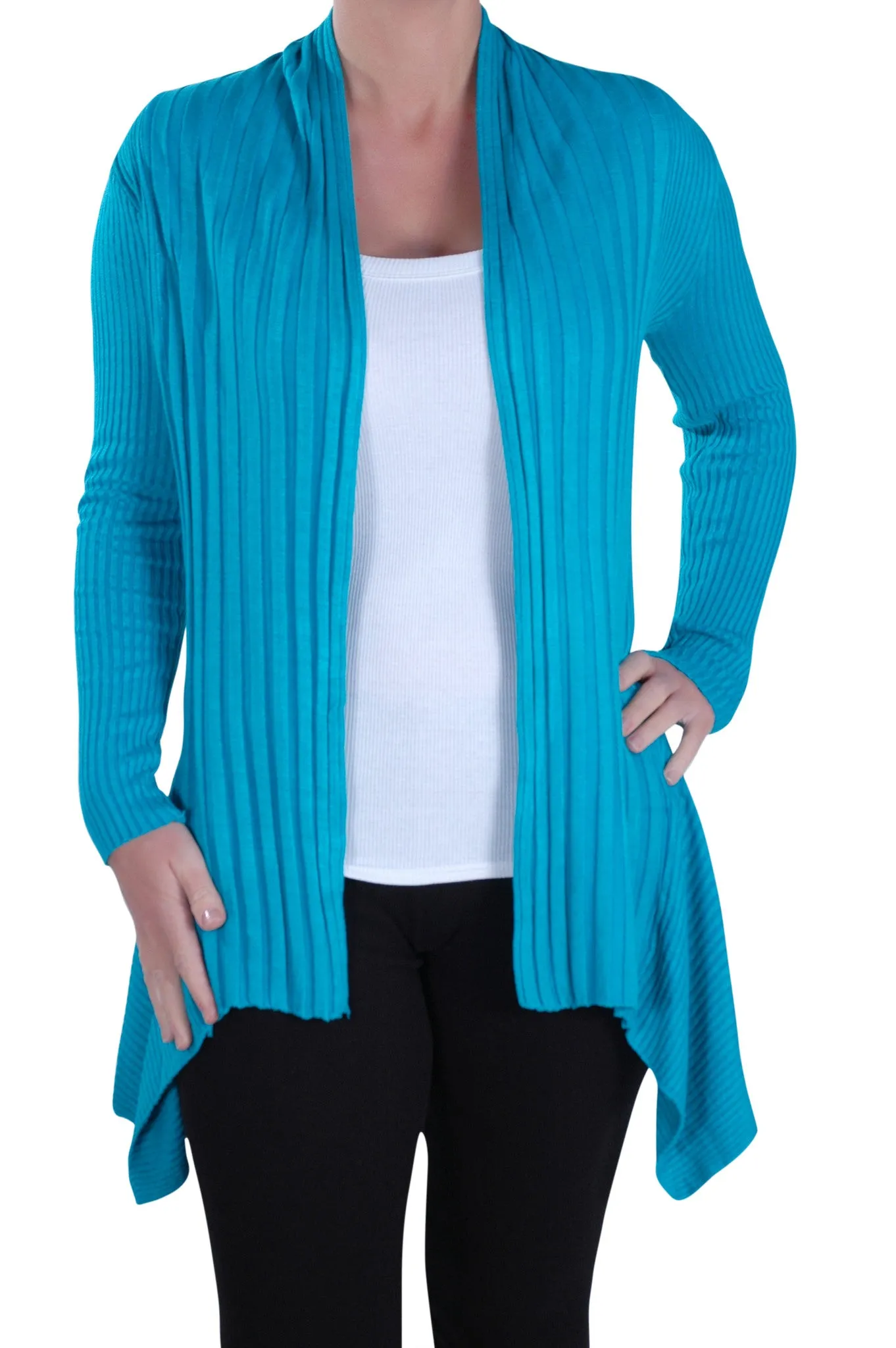 Open Front Knitted Draped Cardigan